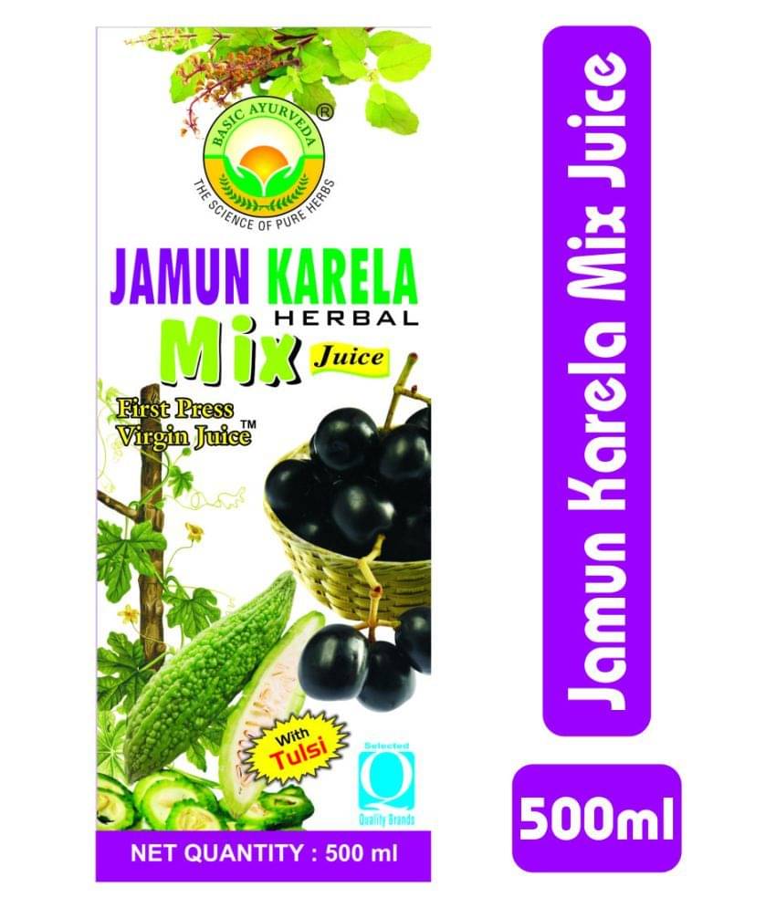     			Basic Ayurveda Jamun Karela Herbal Mix Juice Liquid 500 ml Pack of 3