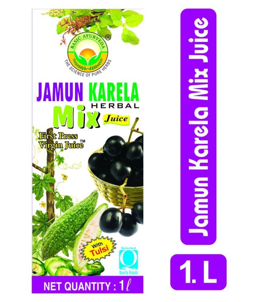     			Basic Ayurveda Jamun Karela Herbal Mix Juice Liquid 1000 ml Pack Of 2