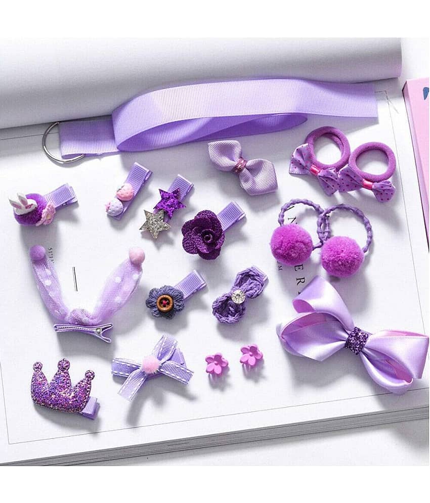 FOK Set of 18 Pieces Fancy Headwear Acessories For Baby Girls/Toddlers - Purple - Jewellery Sets | Buy online on ZillyBuy