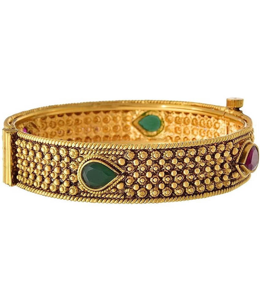 Traditional Ethnic One Gram Glod Plated Stone Designer Openable Bangle Kada for Women - Bangles & Bracelets | Buy online on ZillyBuy