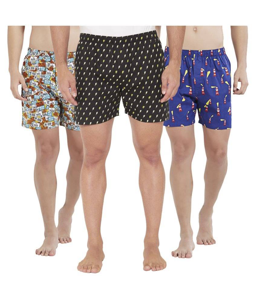 XYXX Pack of 3 Cotton Boxers For Men's ( Multicolor ) XYXX Pack of 3 Cotton Boxers For Men's ( Multicolor )