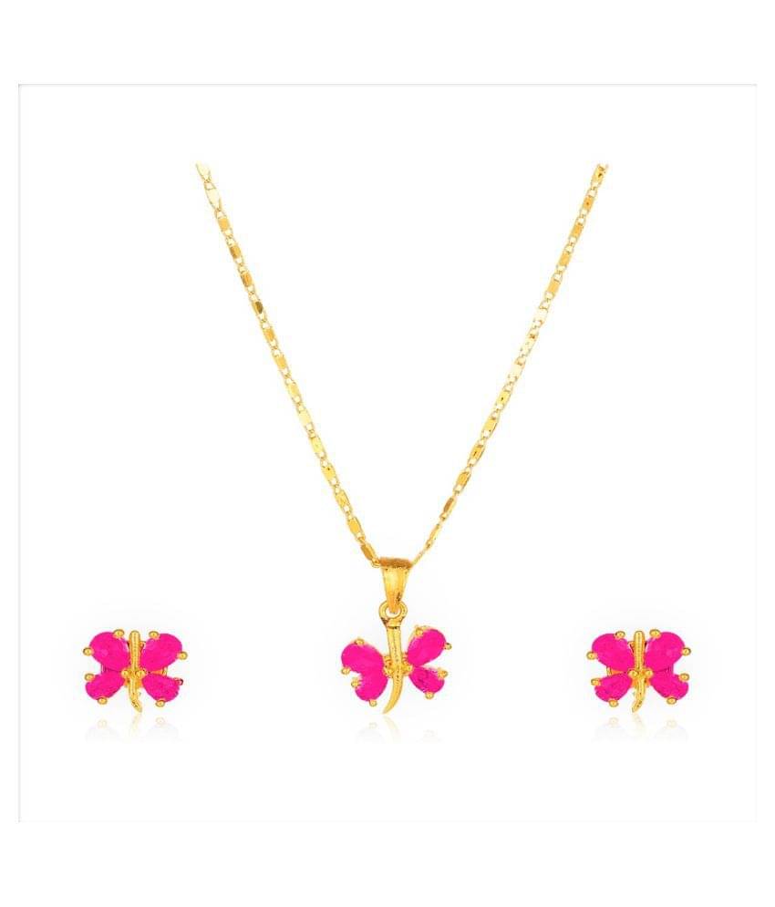 Darshini Designs Pink Colour Butterfly inspired pendant Set For Women And Girls Darshini Designs Pink Colour Butterfly inspired pendant Set For Women And Girls