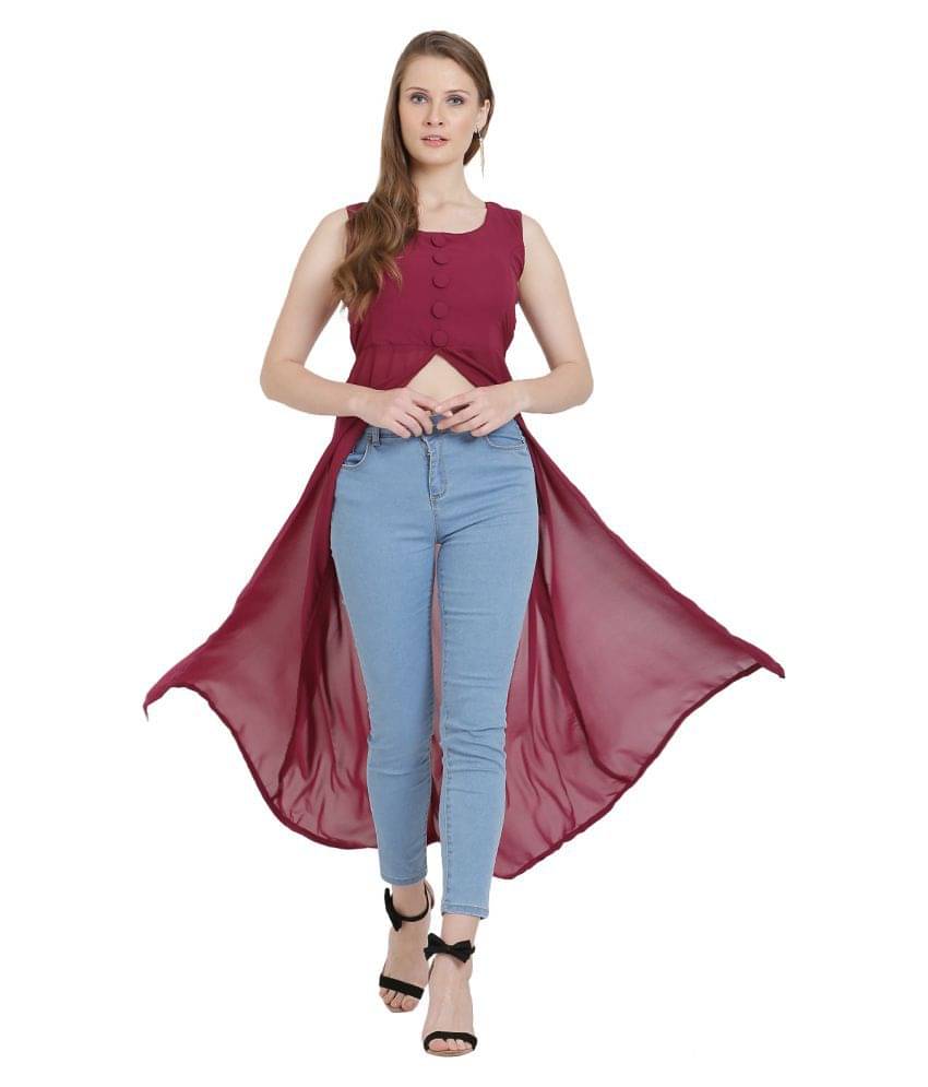 KMB ROYAL Georgette Maroon A- line Dress KMB ROYAL Georgette Maroon A- line Dress