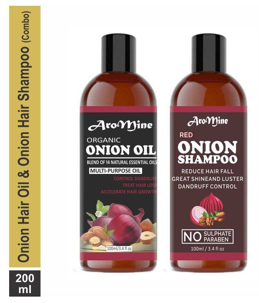 Aromine Onion Oil & RED Onion Shampoo For Hair Fall Control, Growth Shampoo 200 mL Pack of 2 Aromine Onion Oil & RED Onion Shampoo For Hair Fall Control, Growth Shampoo 200 mL Pack of 2