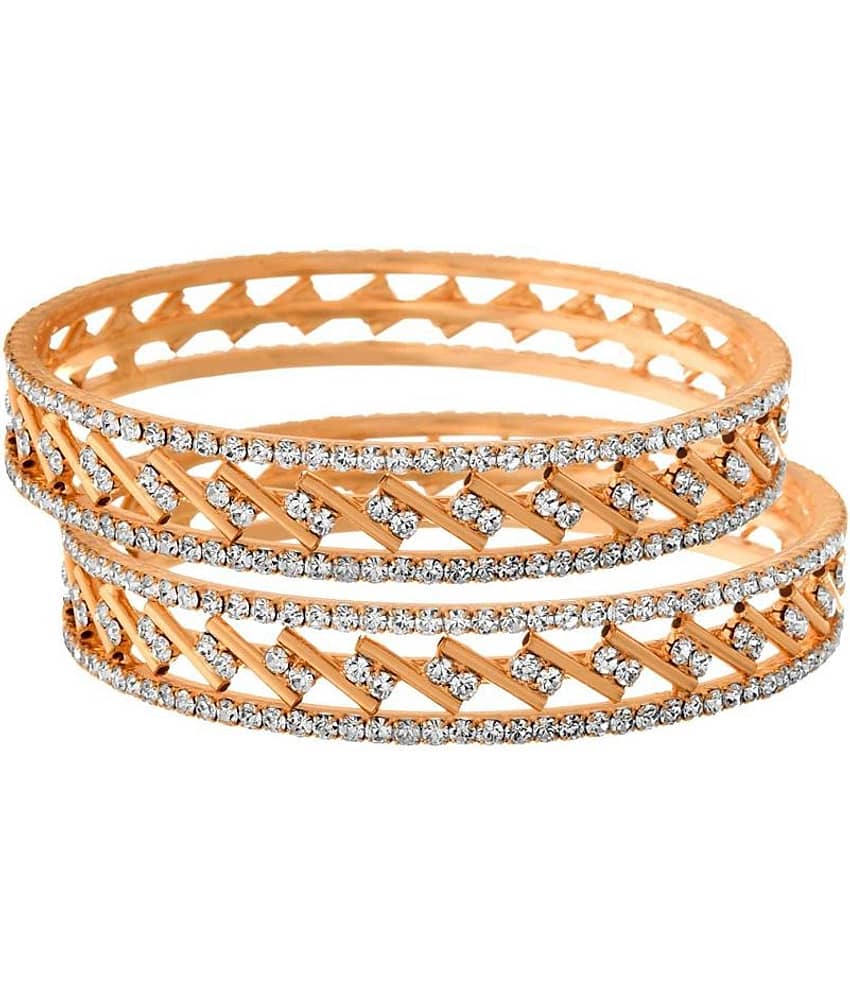 Traditional Ethnic One Gram Gold Plated Cz American Diamond Designer Bangle Set for Women & Girls. - Bangles & Bracelets | Buy online on ZillyBuy