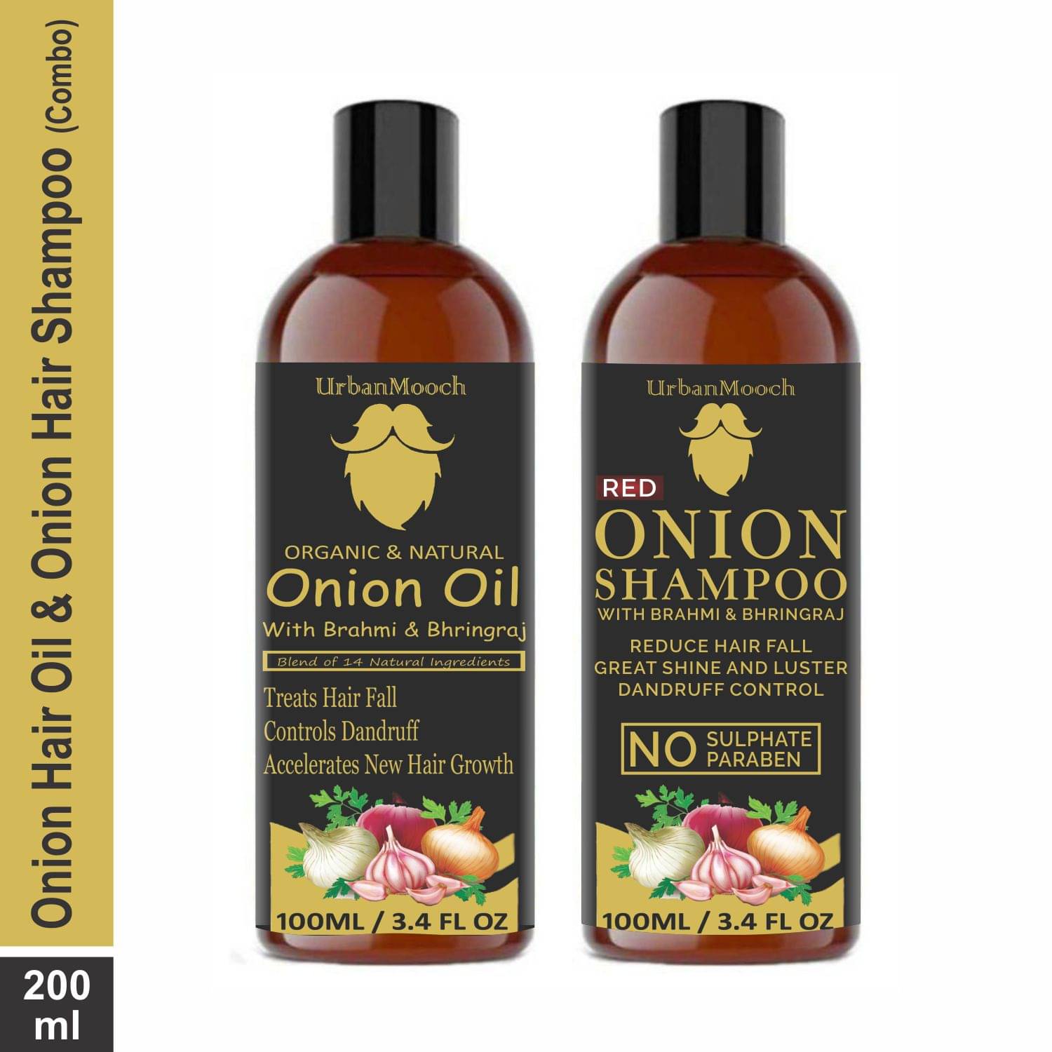     			UrbanMooch Onion Oil & RED Onion Shampoo For Hair Fall Control, Growth Shampoo 200 mL Pack of 2