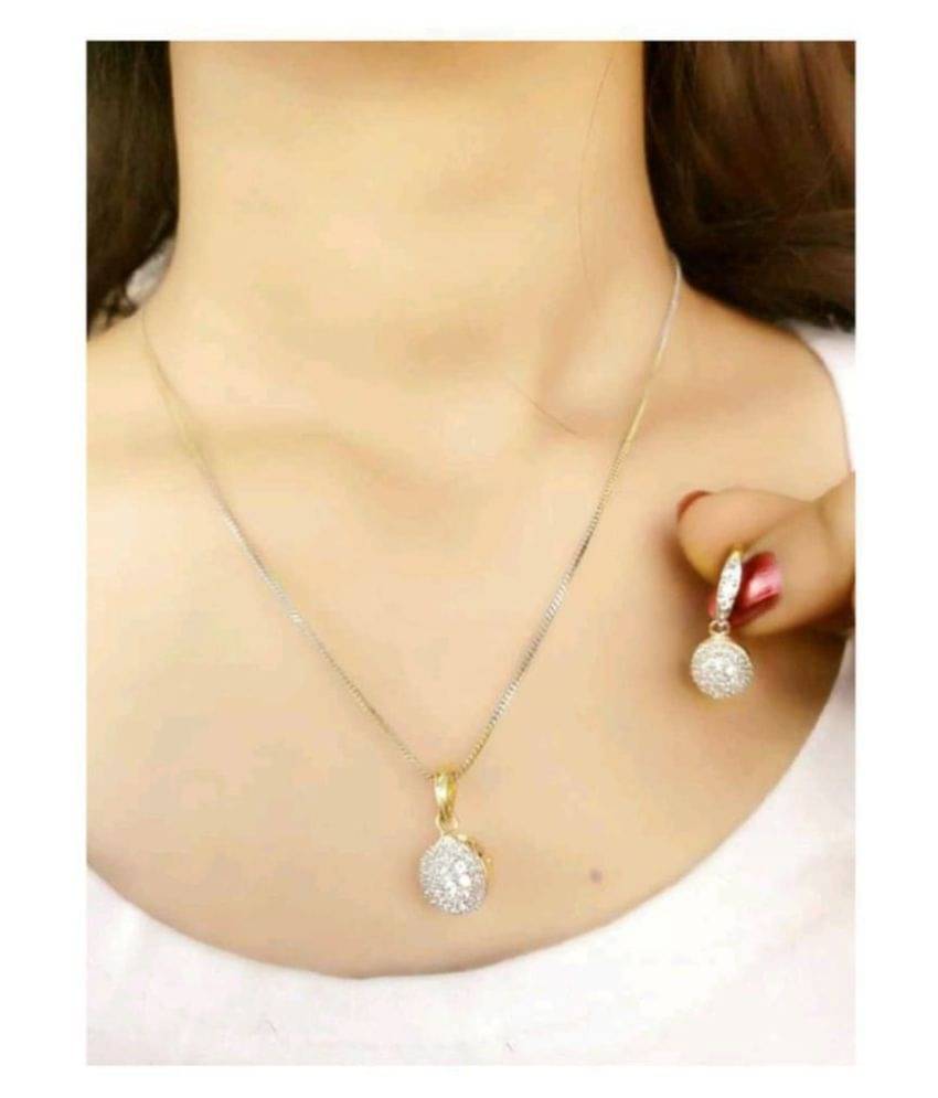     			Bhagya Lakshmi Women's Pride AD Stone Alloy Contemprary Pendent With Earrings For Women