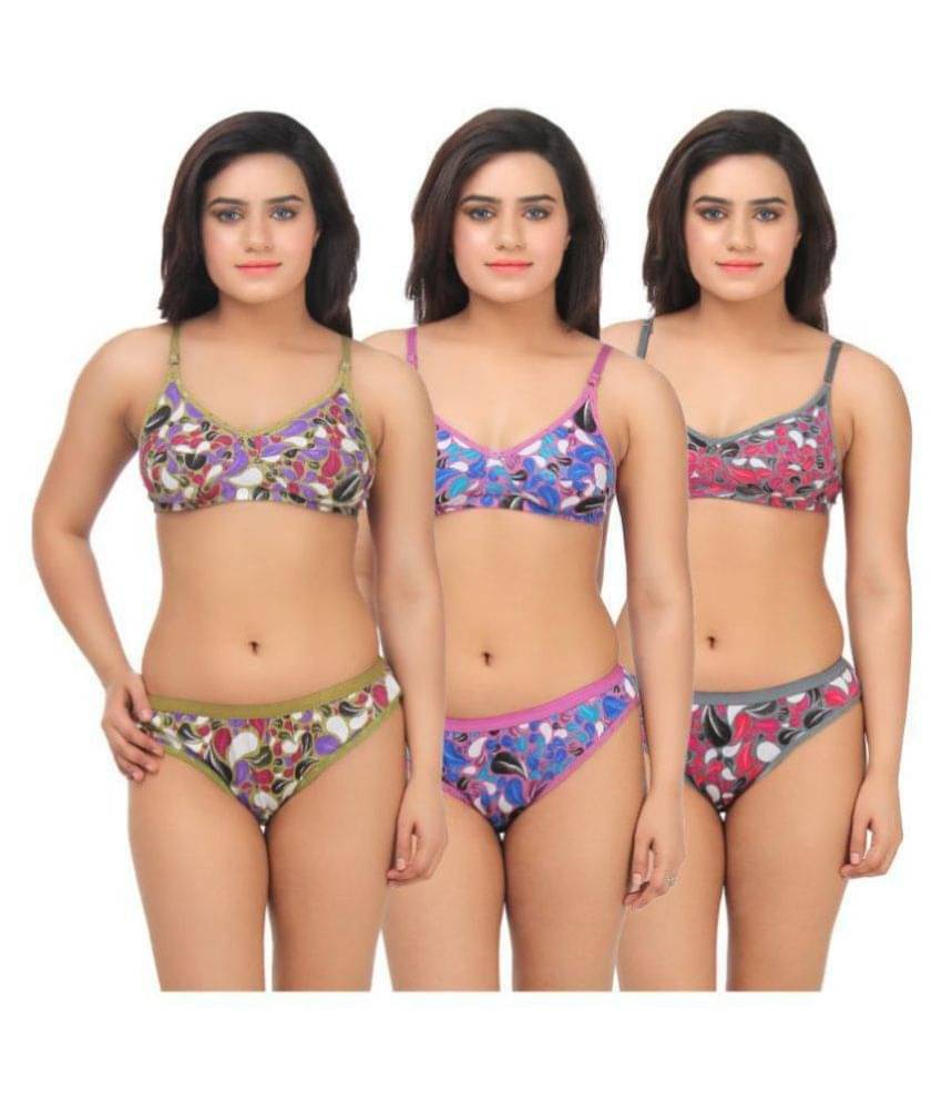 TCG Multi Color Cotton Bra & Panty Set TCG Multi Color Cotton Bra & Panty Set
