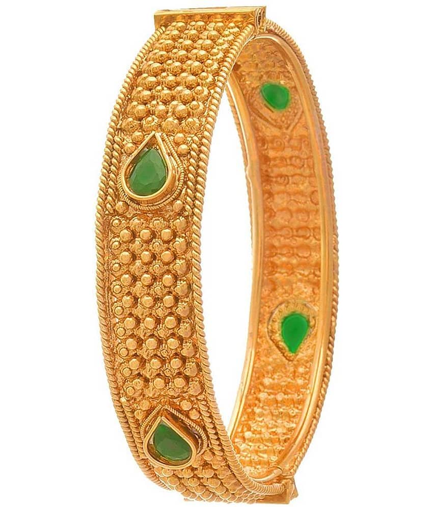 Traditional Ethnic One Gram Glod Plated Stone Designer Openable Bangle Kada for Women - Bangles & Bracelets | Buy online on ZillyBuy