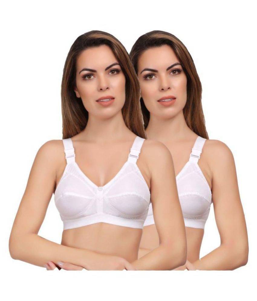     			Eve's Beauty Pack of 2 Cotton Non Padded Women's Vintage Bra ( White )