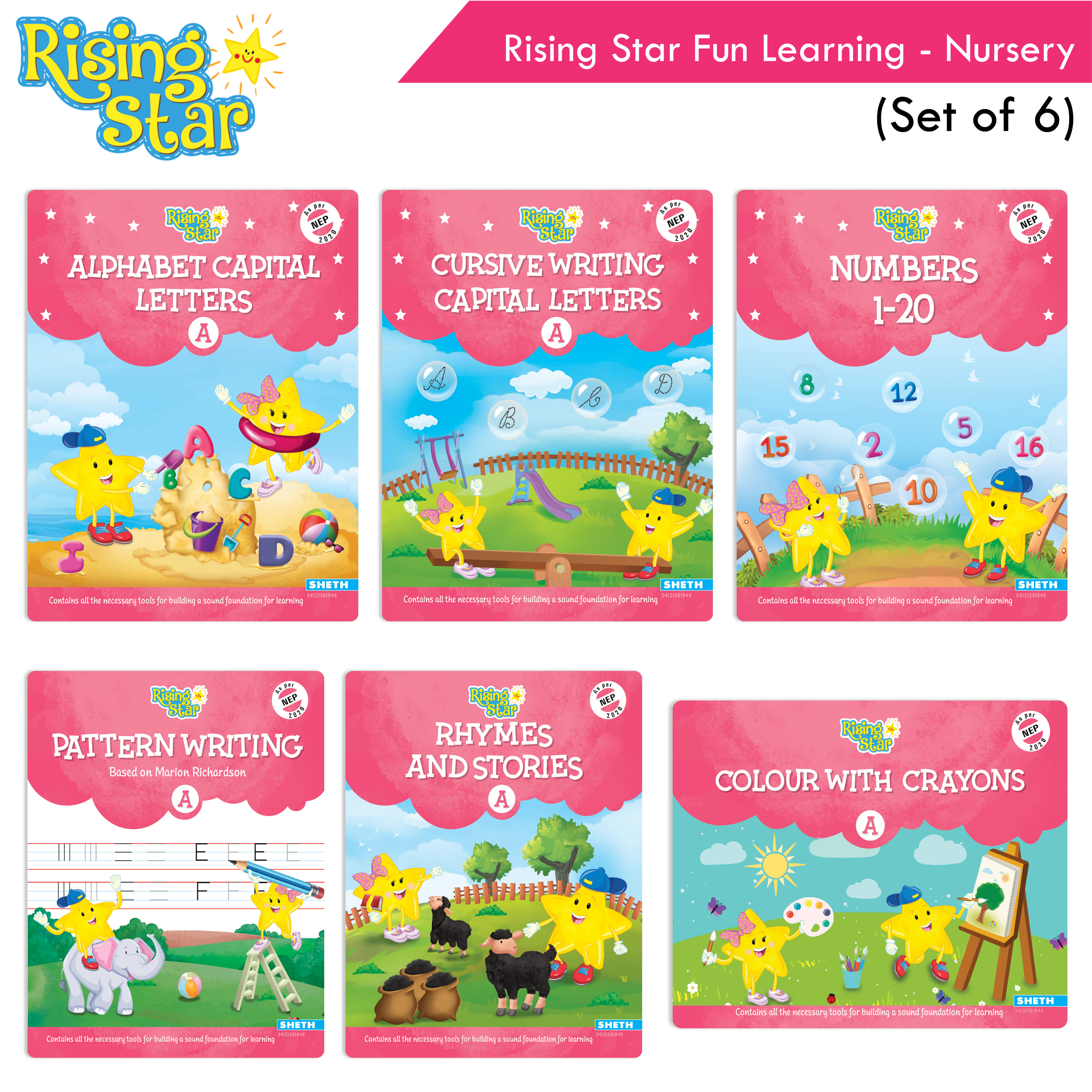 Rising Star Fun Learning Nursery Book Set (Set of 6)