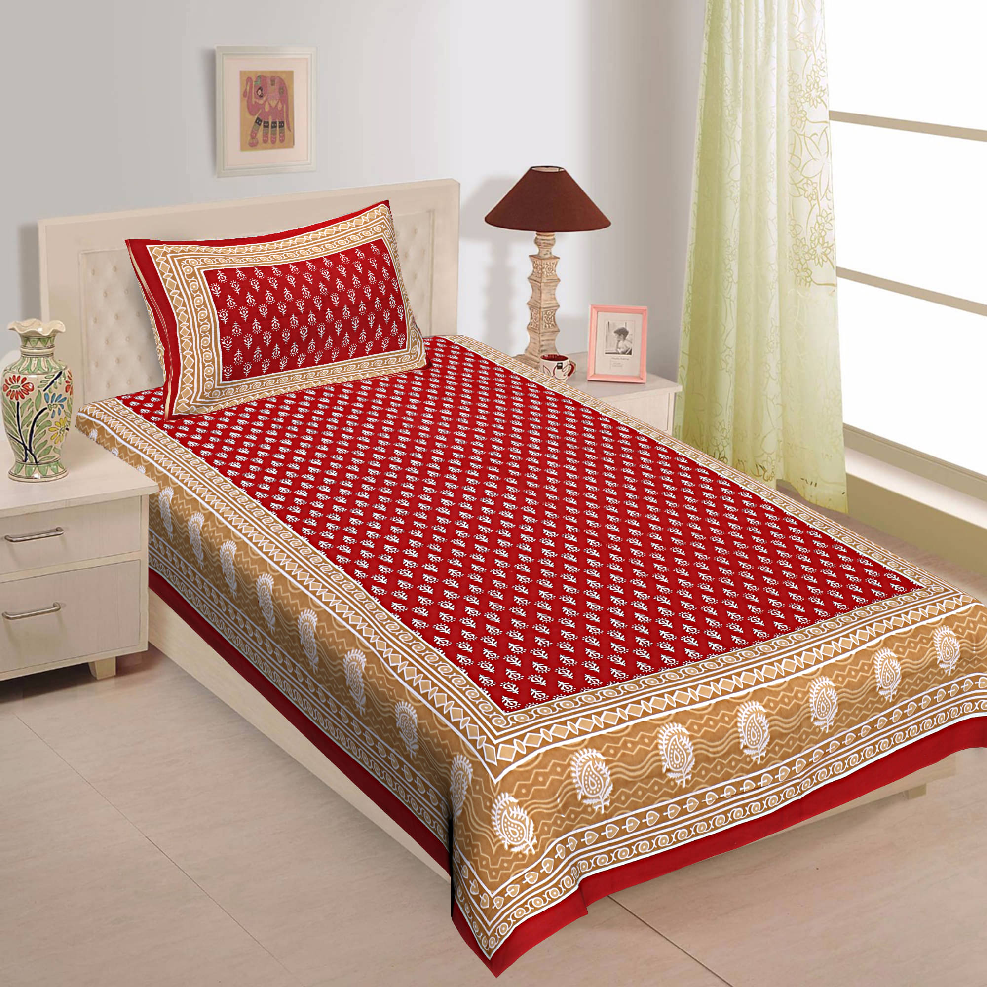     			Uniqchoice Cotton Single Bedsheet ( Red )