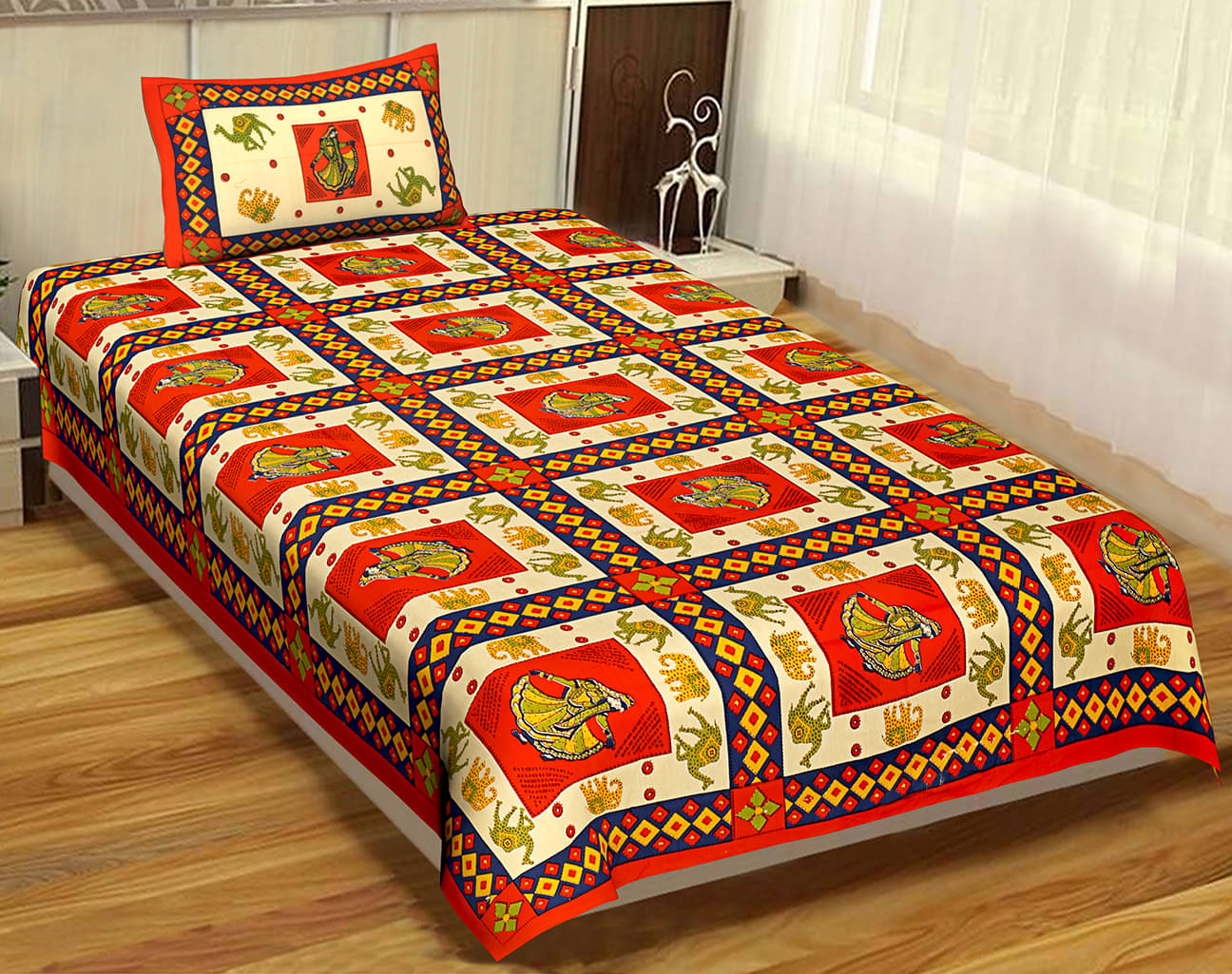     			Uniqchoice Cotton Single Bedsheet ( Orange )