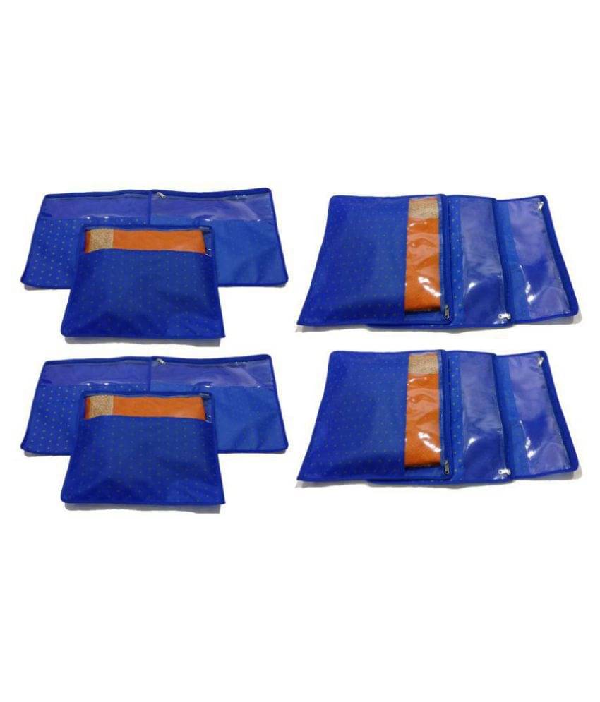     			PrettyKrafts Saree Cover Set of 12 Polka dots with Top Transparent Window