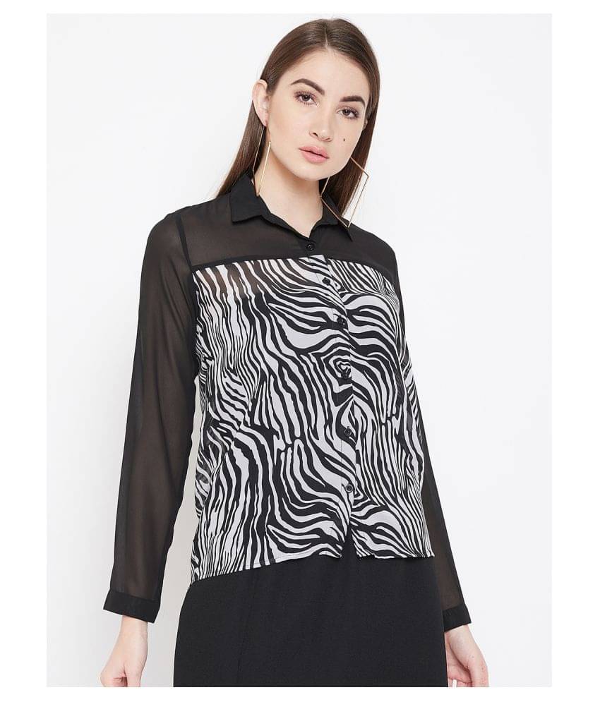     			Purys Women Printed Polyester Shirt ( Black )