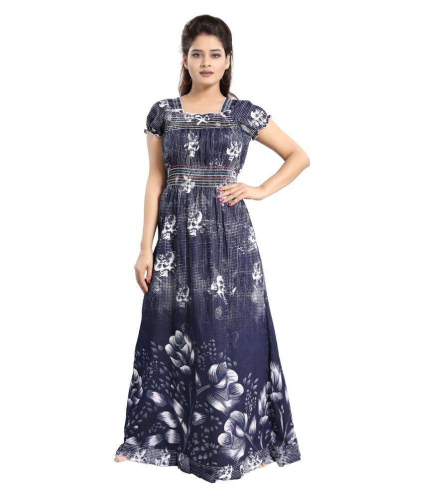Nighty king Cotton Self Design Women Regular Nighty ( Multicolor ) Nighty king Cotton Self Design Women Regular Nighty ( Multicolor )