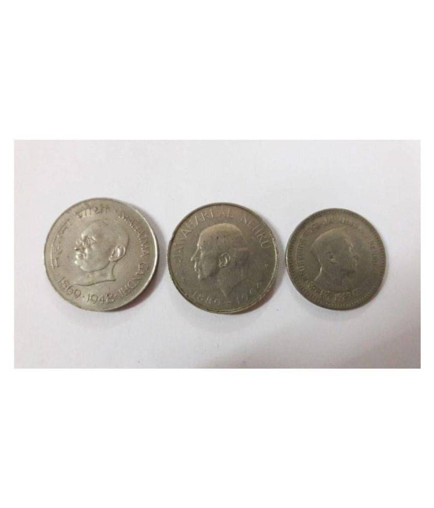    			1 Rs Commemorative Coin Gandhi , with Hat Nehru , with Out Nehru - Total Coin 3 Coins