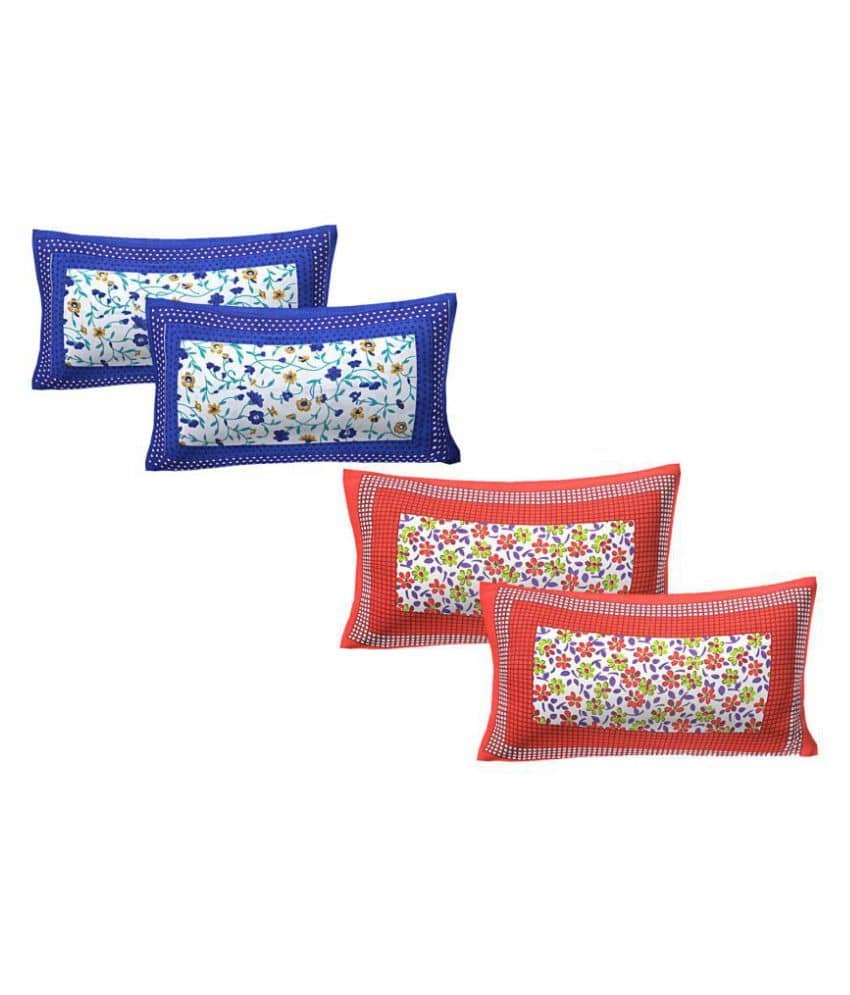 AJ Home Pack of 4 Cotton Multi Pillow Cover (17 X 27 Inch)