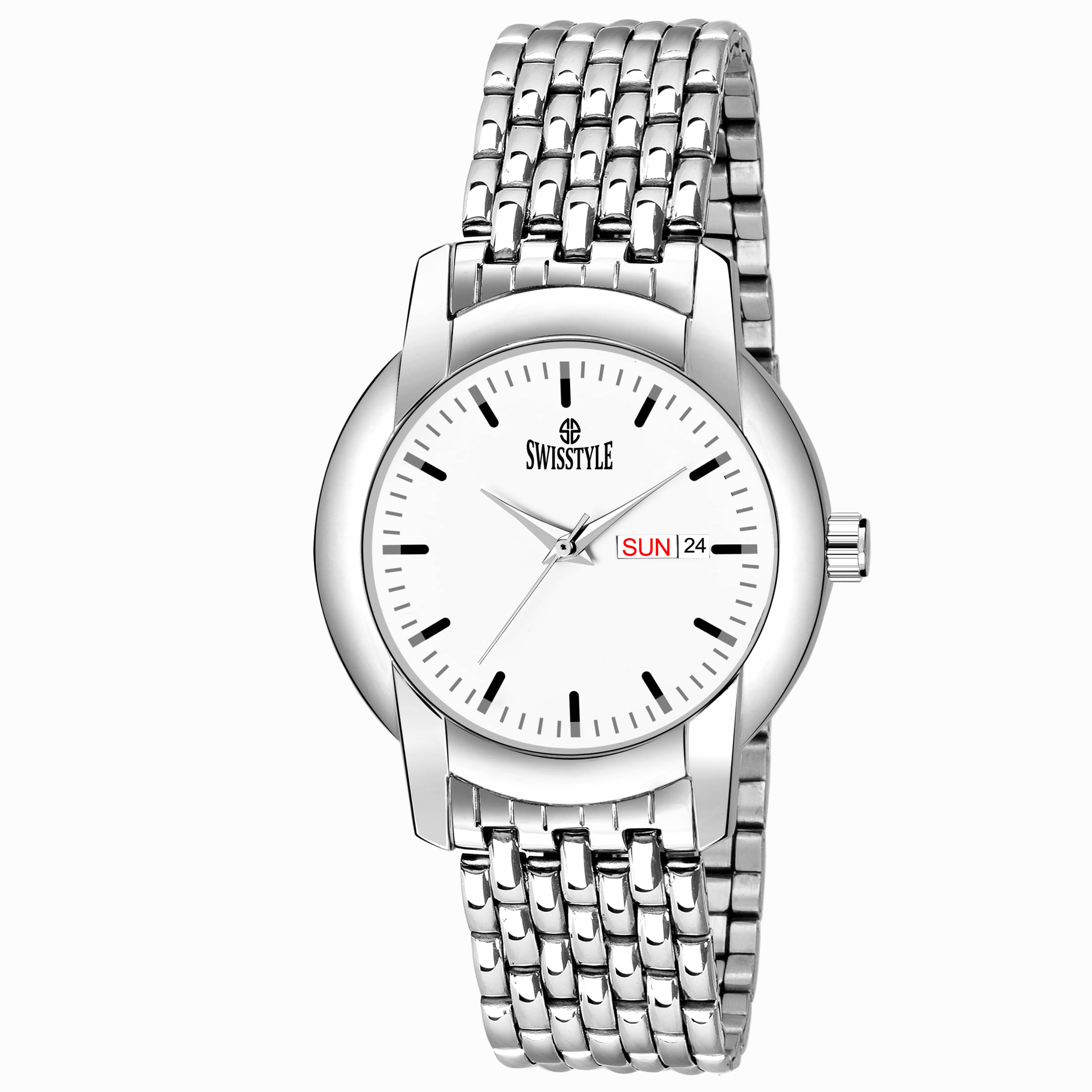    			Swisstyle SS-GR917-WHT-SLV-CH Stainless Steel Analog Men's Watch