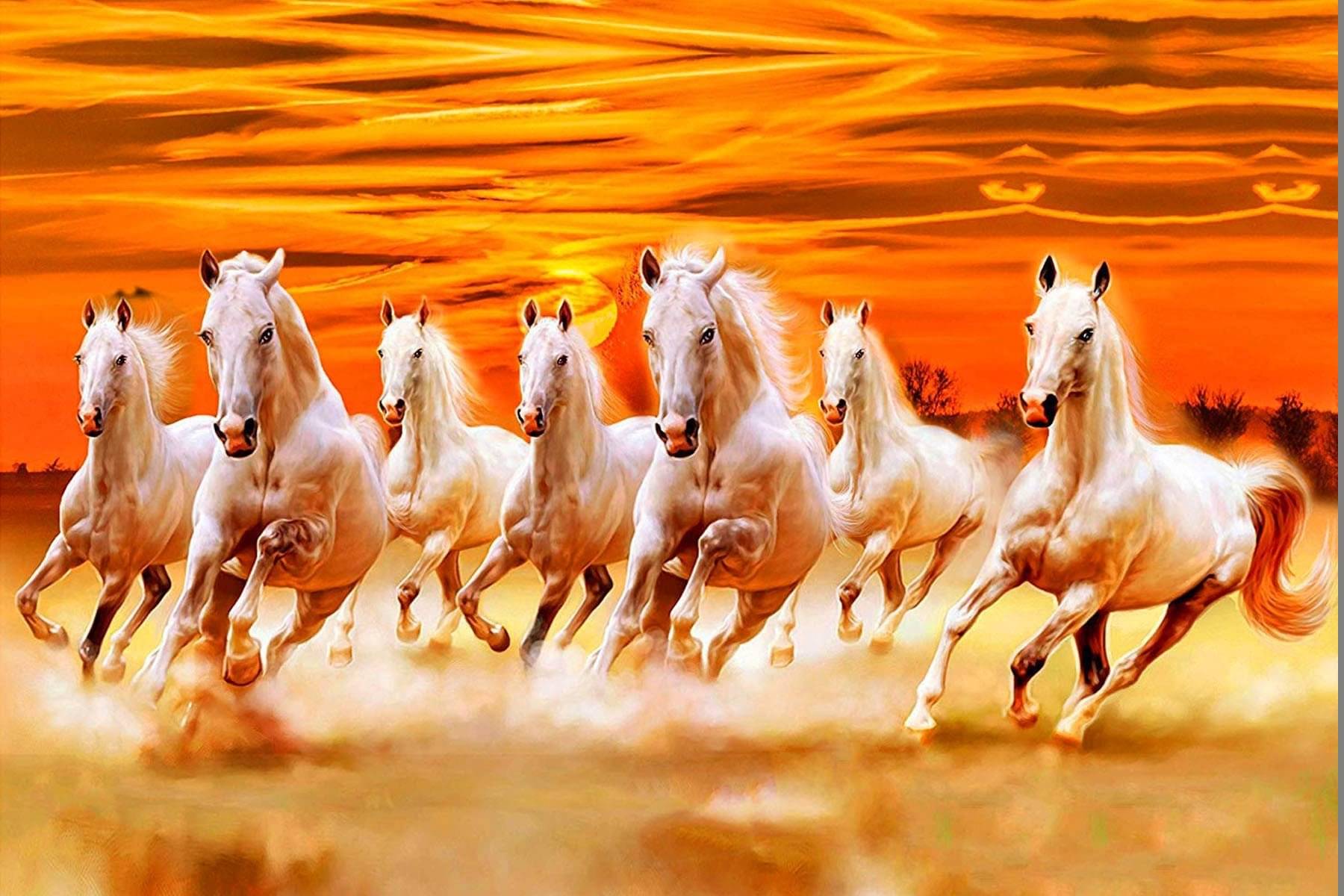 wallpics vastu 7 lucky horse running at sunrise Vinyl Wall Poster Without Frame wallpics vastu 7 lucky horse running at sunrise Vinyl Wall Poster Without Frame
