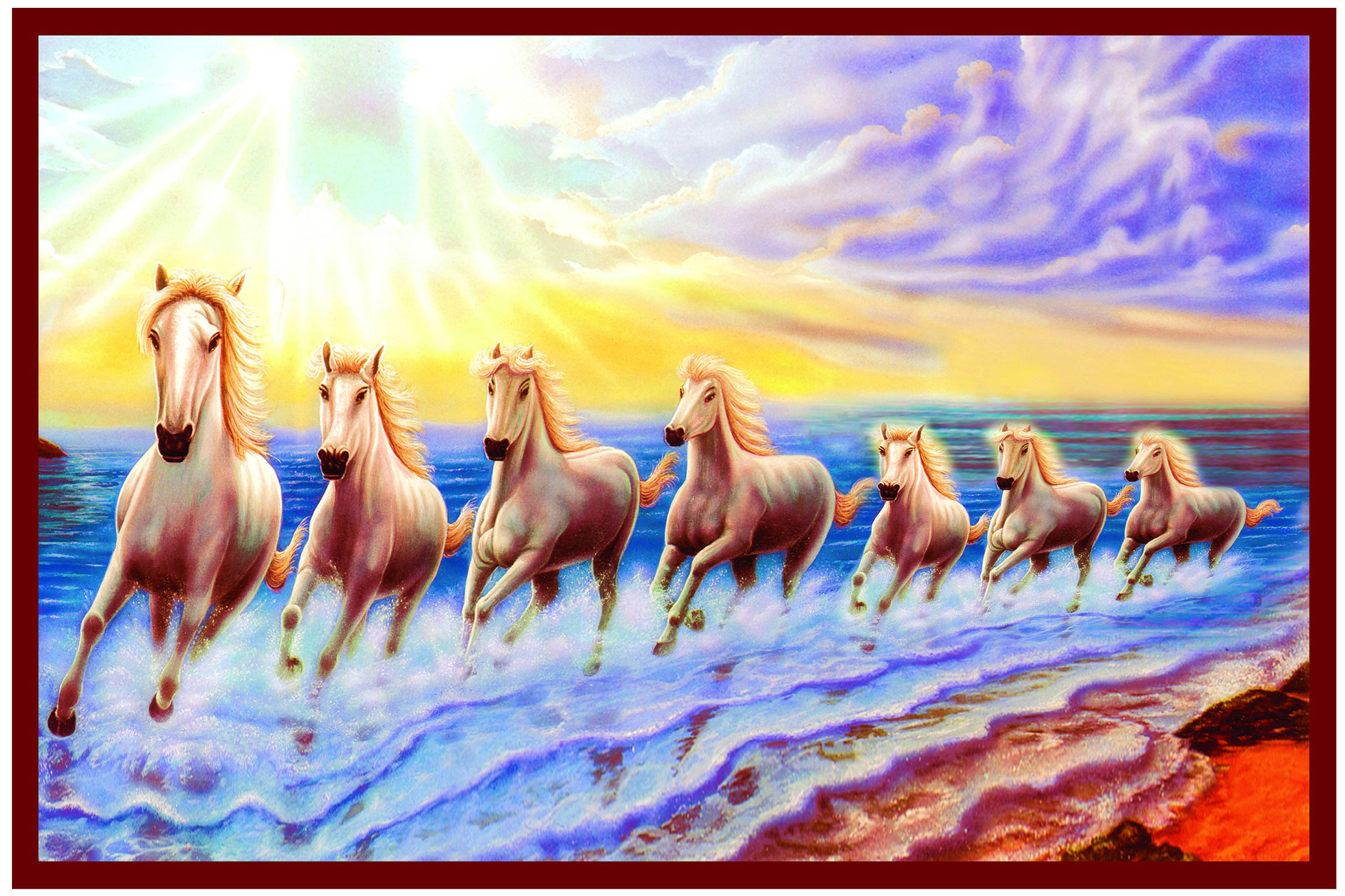 wallpics vastu 7 lucky horse running at sunrise Vinyl Wall Poster Without Frame wallpics vastu 7 lucky horse running at sunrise Vinyl Wall Poster Without Frame