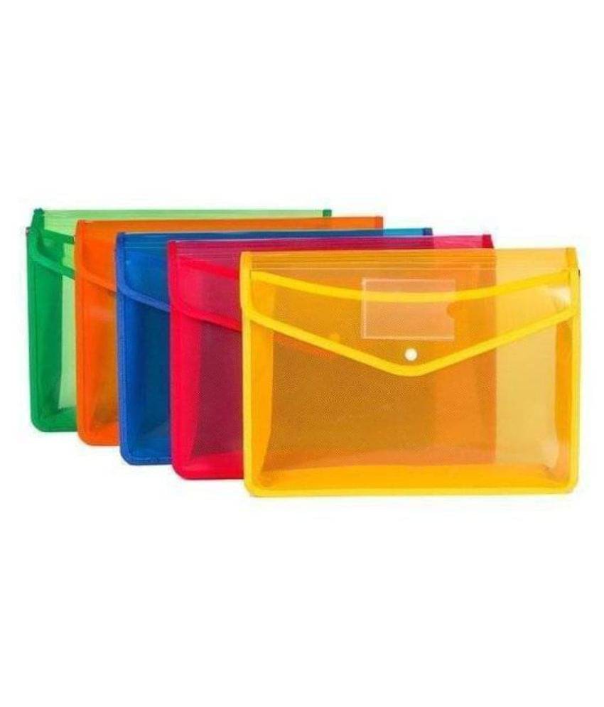     			JARANI 5 Pcs A4 Document Folder/snap Button Organizer/Certificate Holder/Multi-Color