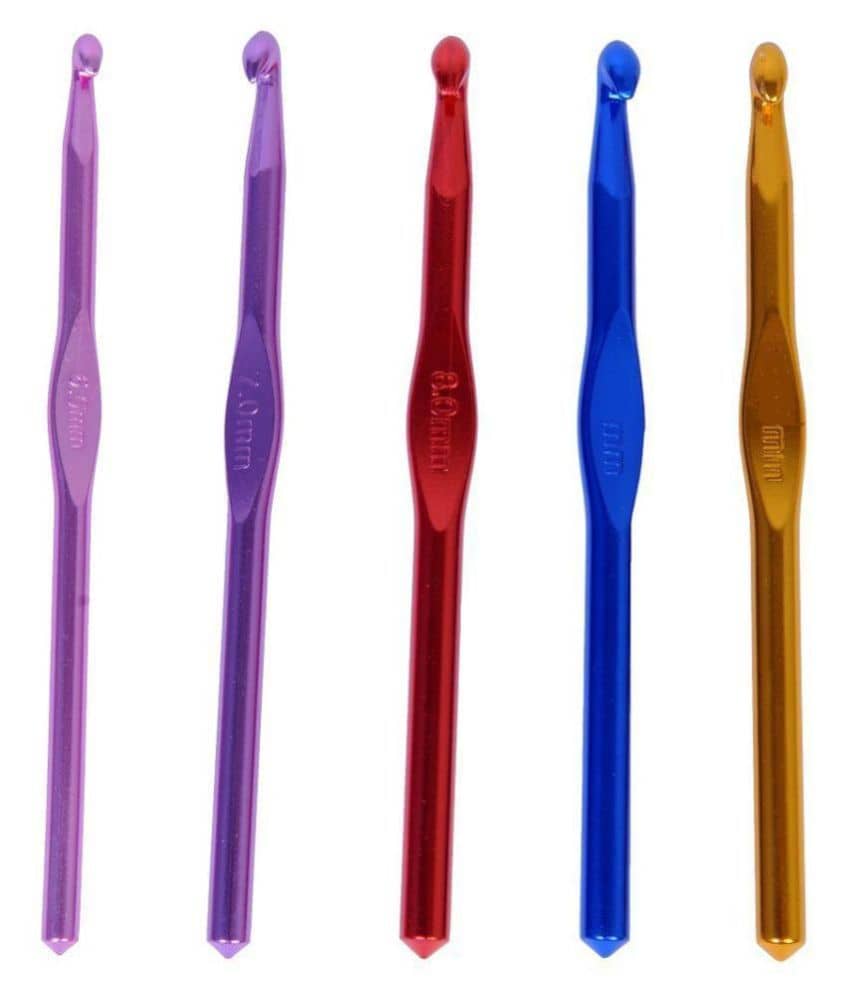 Hard-Anodized Aluminum Multicolor Crochet Hooks Needle, Pack of 5 (5.50 to 8.0 mm) for Sewing Craft Yarn Sweater Woolen Cloth - Stationery | Buy online on ZillyBuy