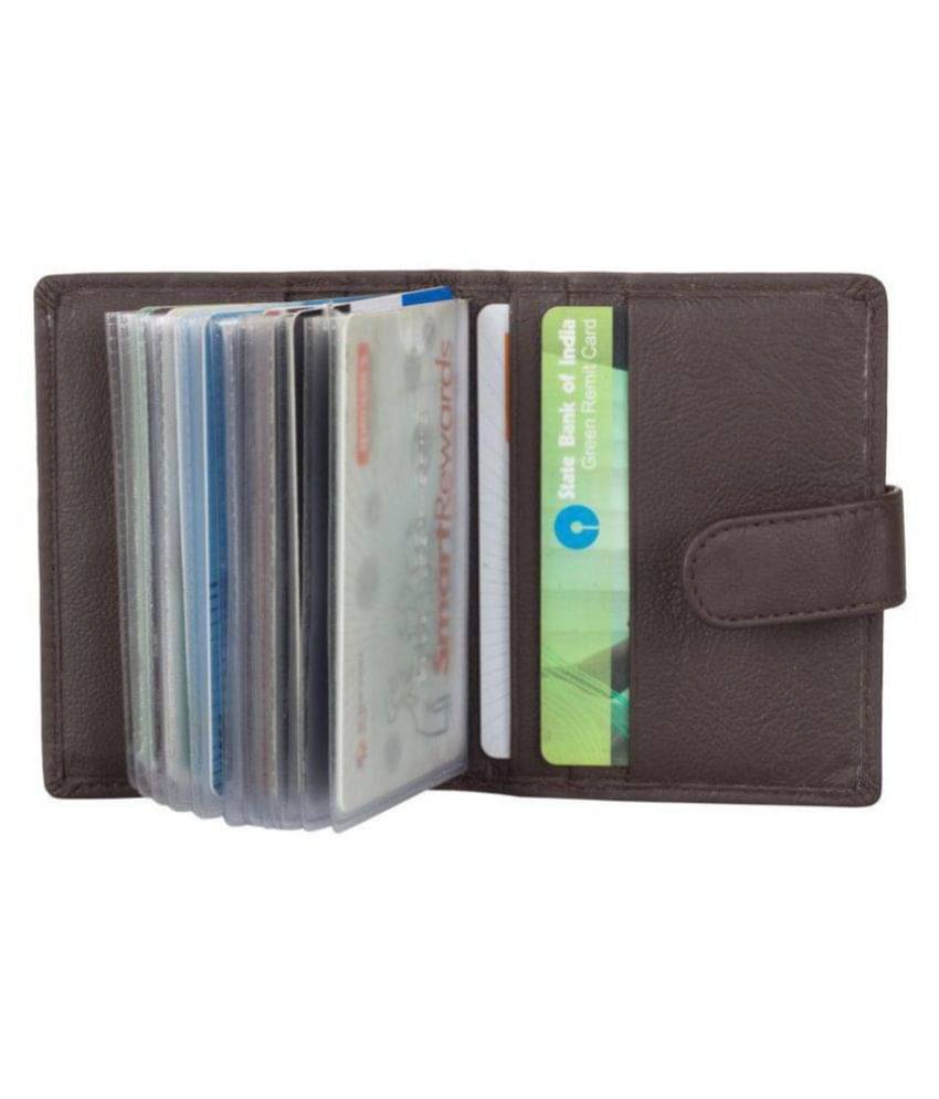     			Hide&Sleek RFID Protected Dark Brown Genuine Leather Card Holder