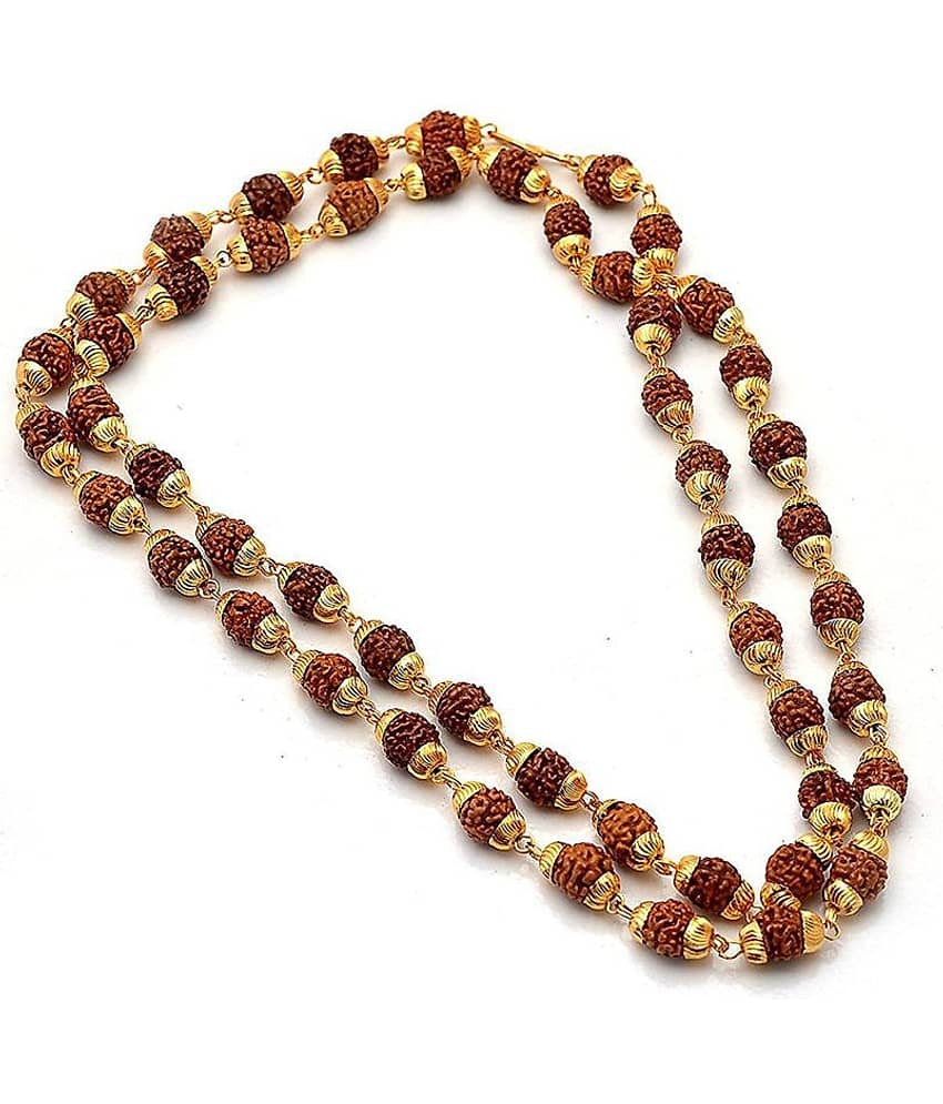 SAVESA Gold Plated Lord Shiva Rudraksha 30 Inches Mala Long Chain for Men and Boys - Jewellery Sets | Buy online on ZillyBuy
