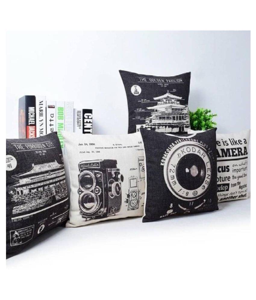 Home Style Set of 5 Jute Cushion Covers 40X40 cm (16X16) Home Style Set of 5 Jute Cushion Covers 40X40 cm (16X16)