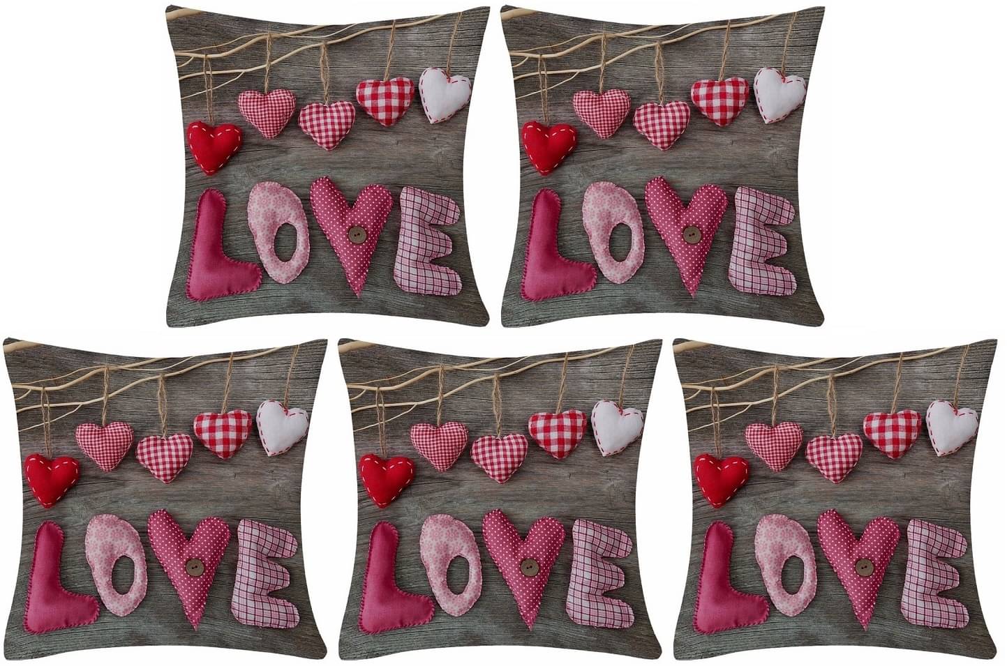     			Home Style Set of 5 Jute Cushion Covers 40X40 cm (16X16)