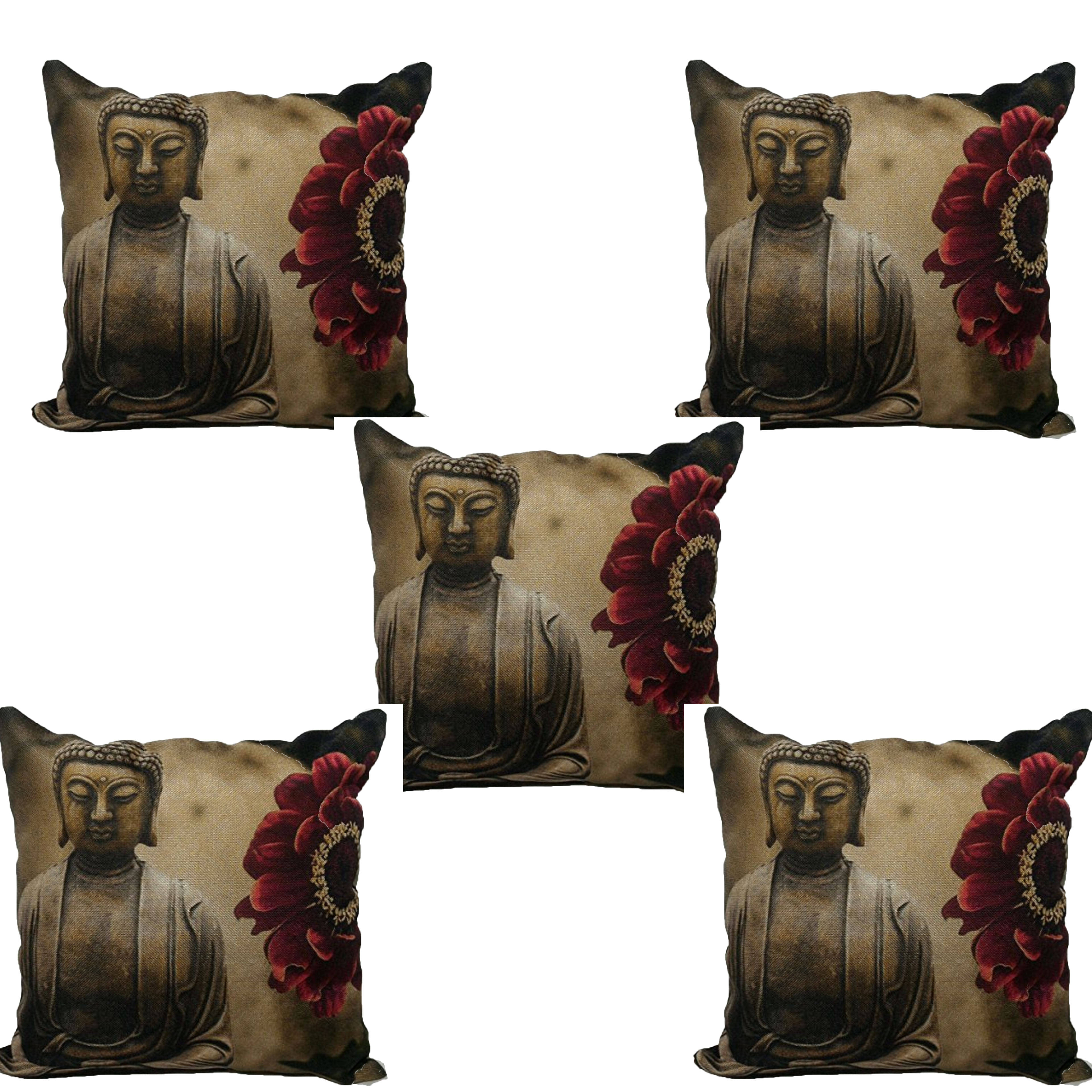    			Home Style Set of 5 Jute Cushion Covers 40X40 cm (16X16)