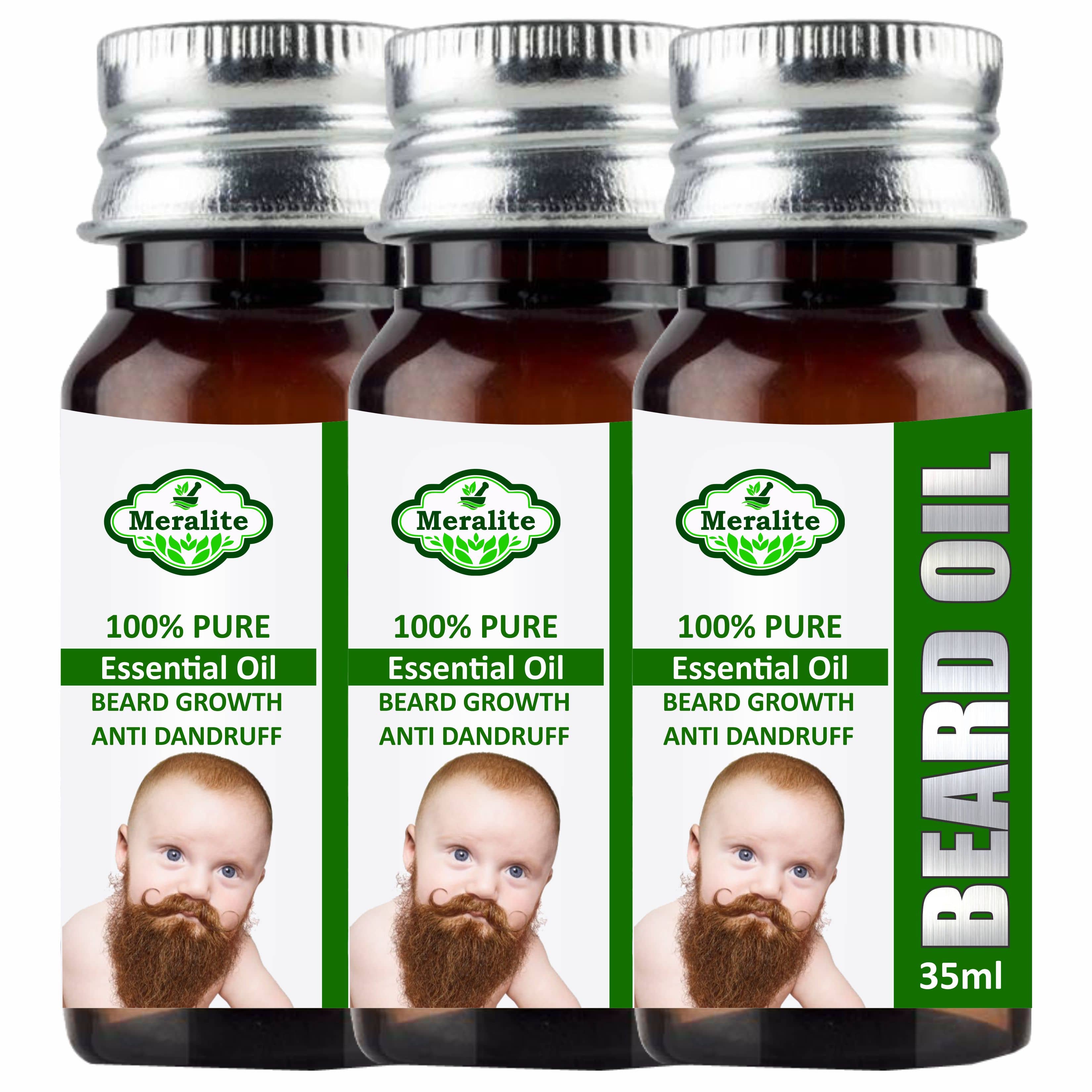MERALITE Natural Beard Oil Hair Oil 105 ml Pack of 3 - Beard Care and Tools | Buy online on ZillyBuy