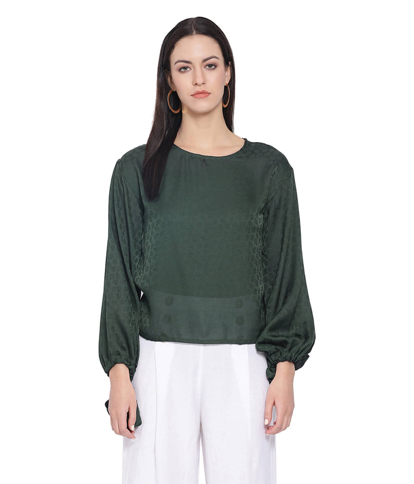 Oxolloxo Women's Polyester Regular Top ( Green ) Oxolloxo Women's Polyester Regular Top ( Green )