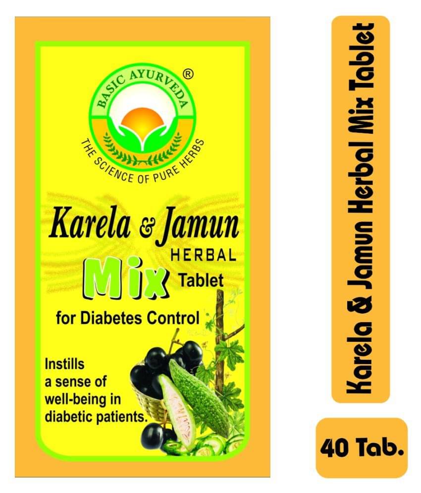 Basic Ayurveda Karela & Jamun Herbal Mix Tablet 40 no.s Pack Of 4 Basic Ayurveda Karela & Jamun Herbal Mix Tablet 40 no.s Pack Of 4