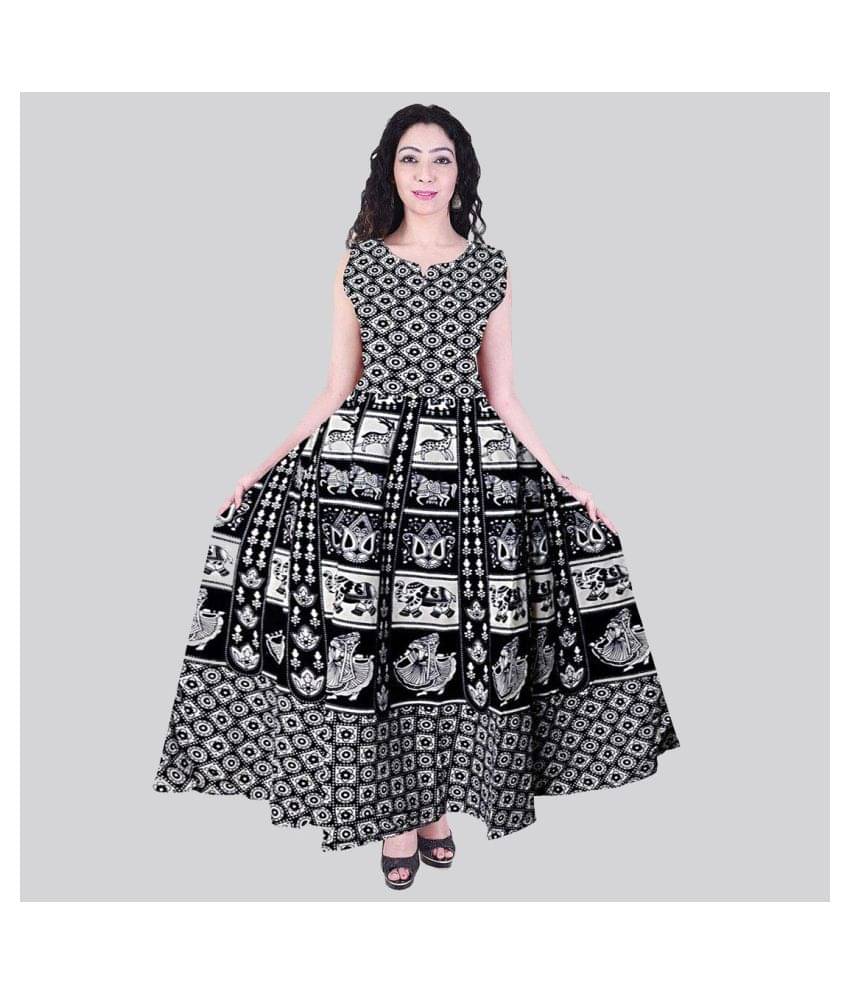 Rangun Women Cotton A-line Dress ( Black )     			Rangun Women Cotton A-line Dress ( Black )