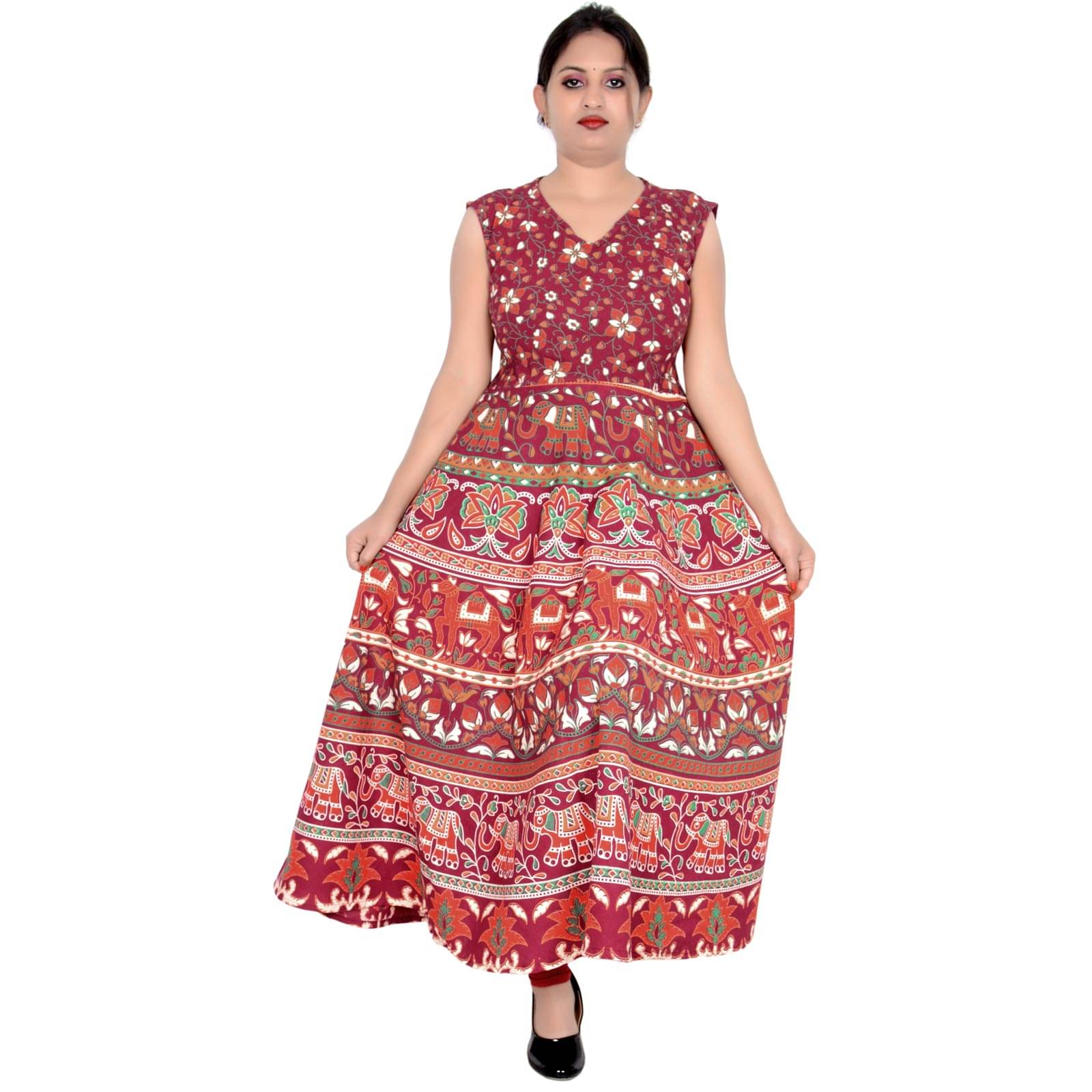     			Sttoffa - Maroon Cotton Women's Flared Kurti
