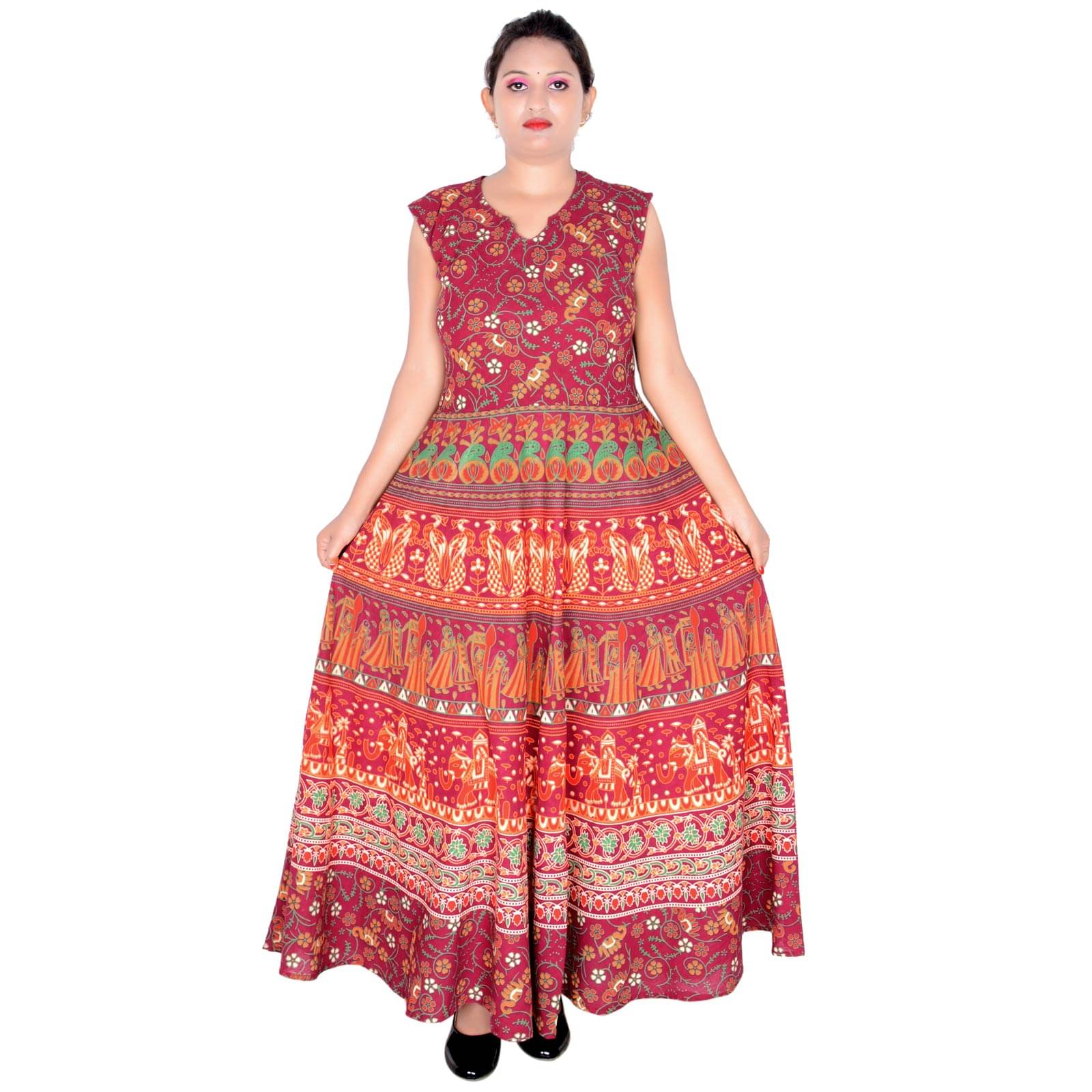 Sttoffa - Maroon Cotton Women's Flared Kurti Sttoffa - Maroon Cotton Women's Flared Kurti