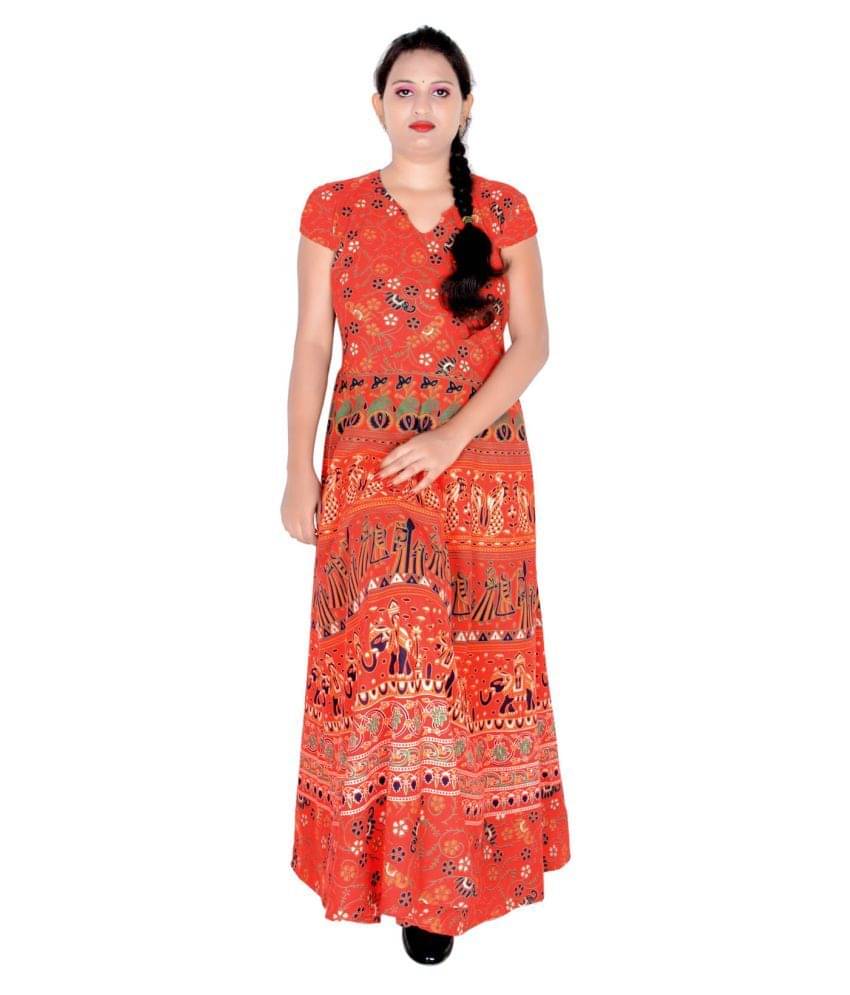     			Sttoffa - Orange Cotton Women's Flared Kurti