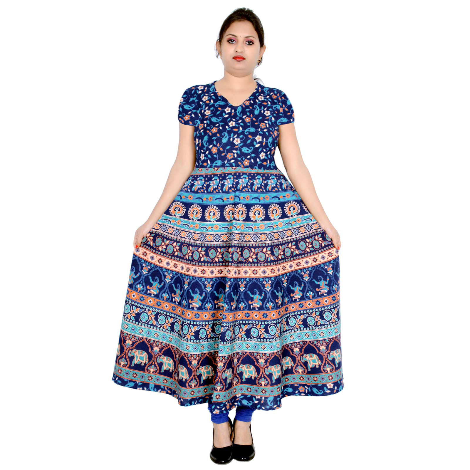     			Sttoffa - Turquoise Cotton Women's Flared Kurti