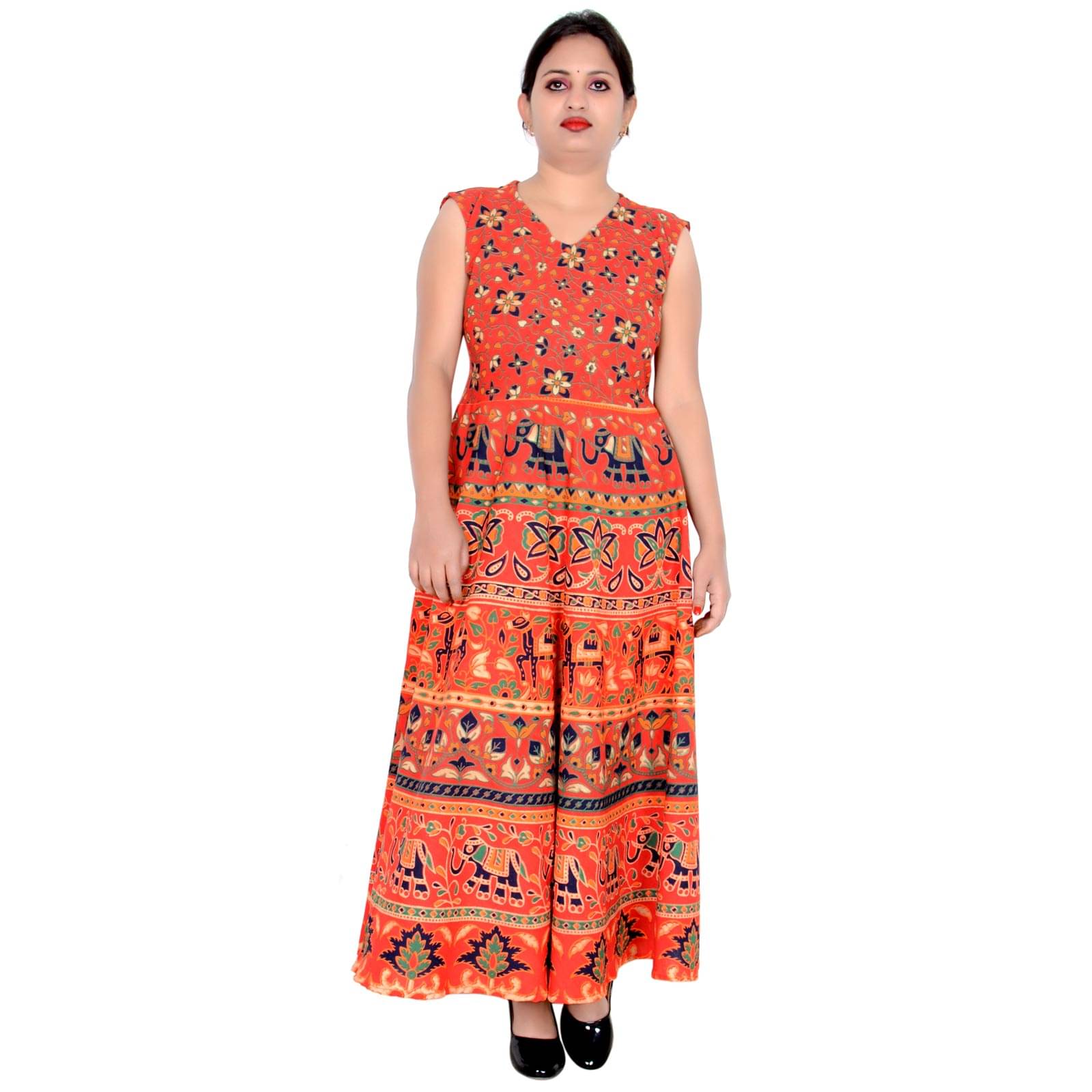 Sttoffa - Orange Cotton Women's Flared Kurti Sttoffa - Orange Cotton Women's Flared Kurti