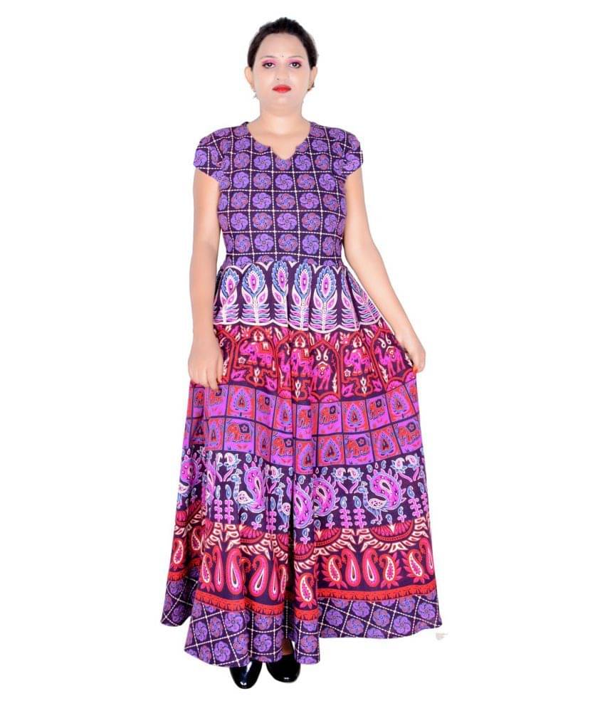     			Sttoffa - Purple Cotton Women's Flared Kurti