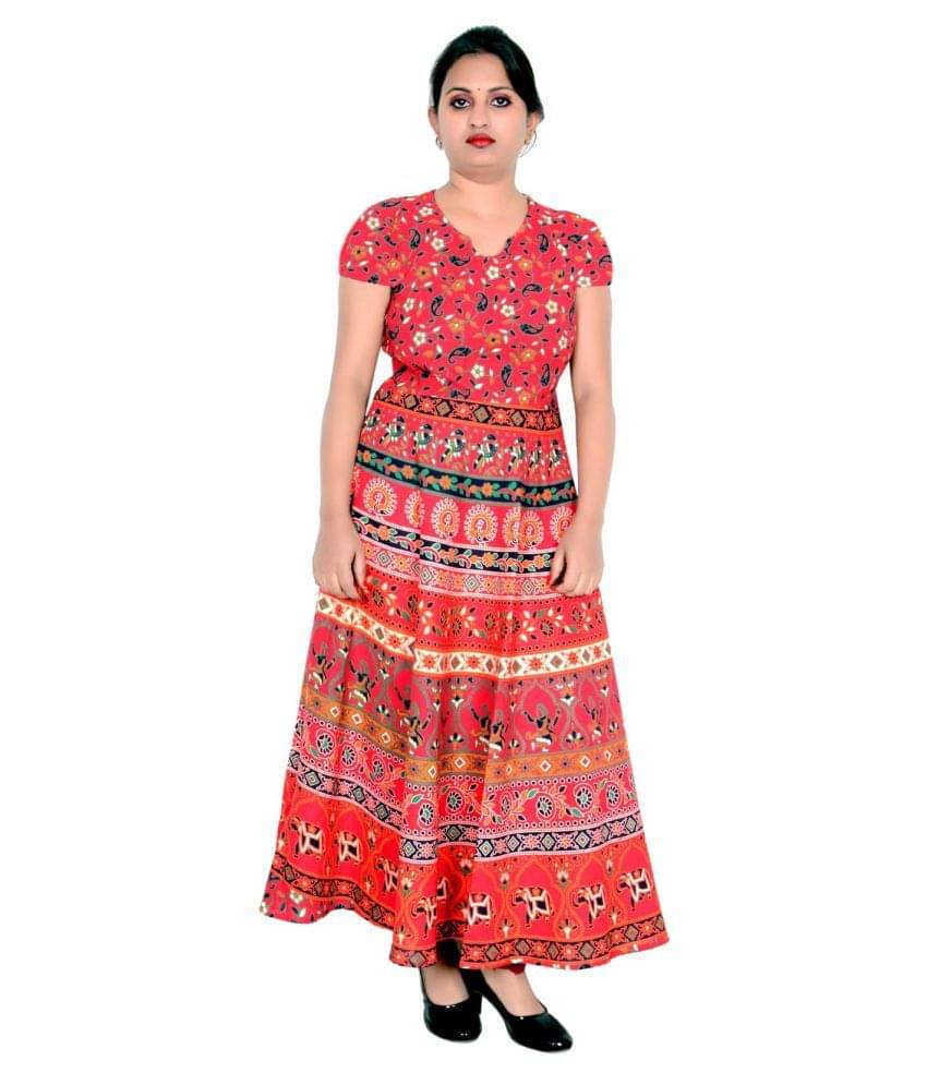     			Sttoffa - Red Cotton Women's Flared Kurti