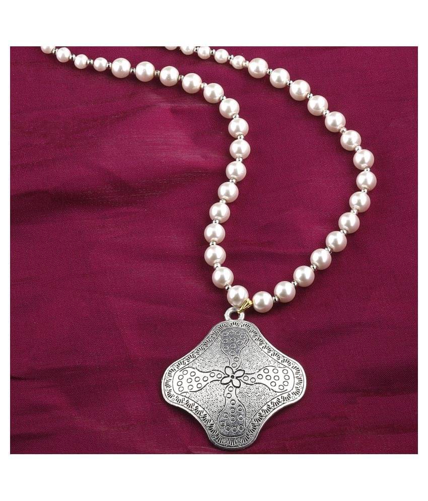 SILVERSHINE silverplated Unique Design pendant Designer Traditional Long Pearl Necklace set for women Jewellery set SILVERSHINE silverplated Unique Design pendant Designer Traditional Long Pearl Necklace set for women Jewellery set