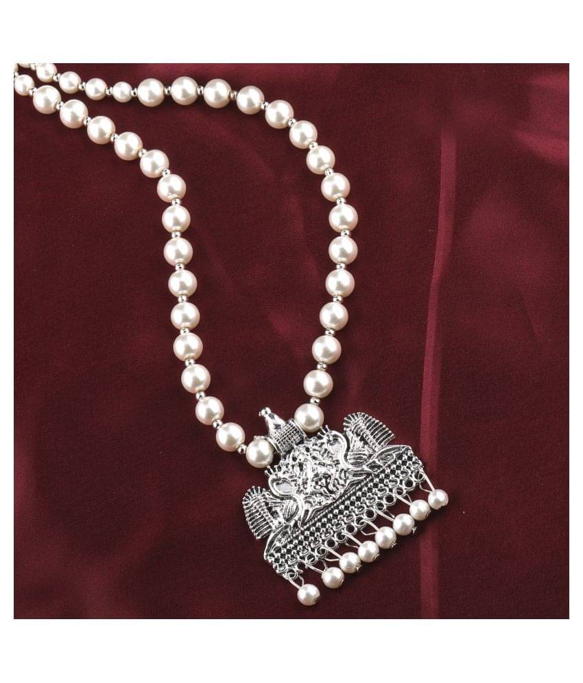 SILVERSHINE silverplated Unique Designer Traditional Long Pearl Drop pendant Necklace set for women Jewellery set SILVERSHINE silverplated Unique Designer Traditional Long Pearl Drop pendant Necklace set for women Jewellery set