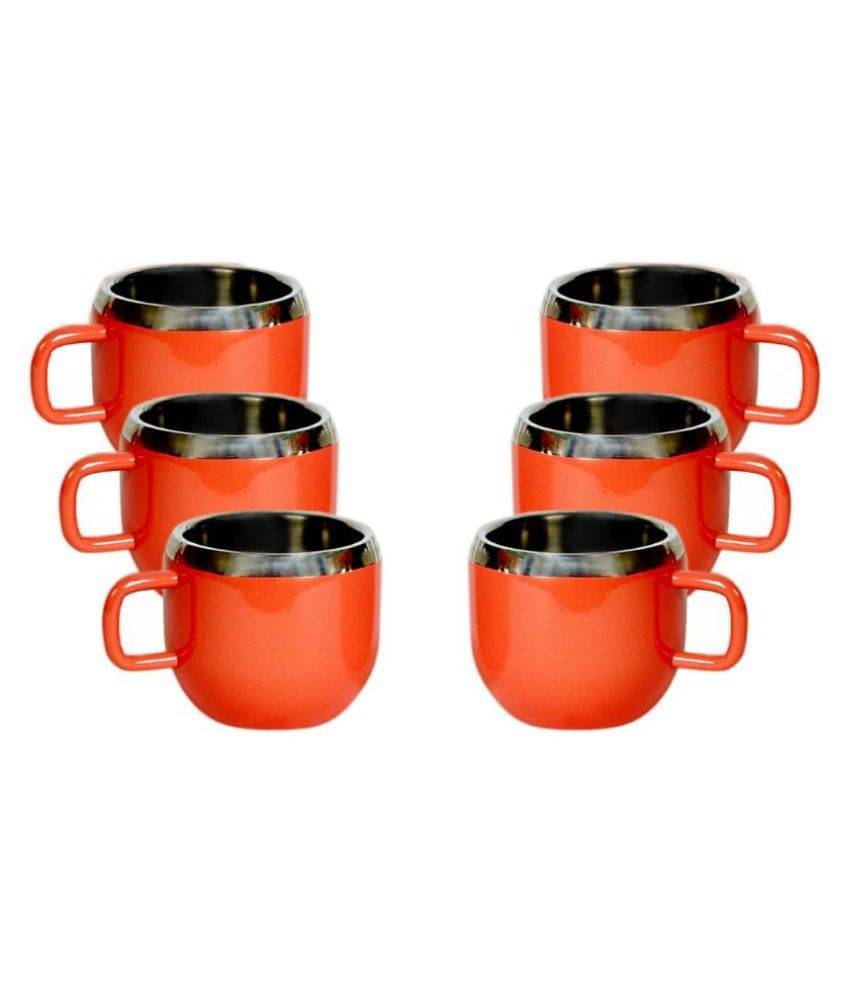     			Dynore Steel Red warm Tea Cup 6 Pcs 90 ml