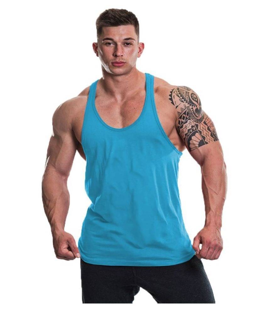 THE BLAZZE Turquoise Sleeveless Vests Single     			THE BLAZZE Turquoise Sleeveless Vests Single