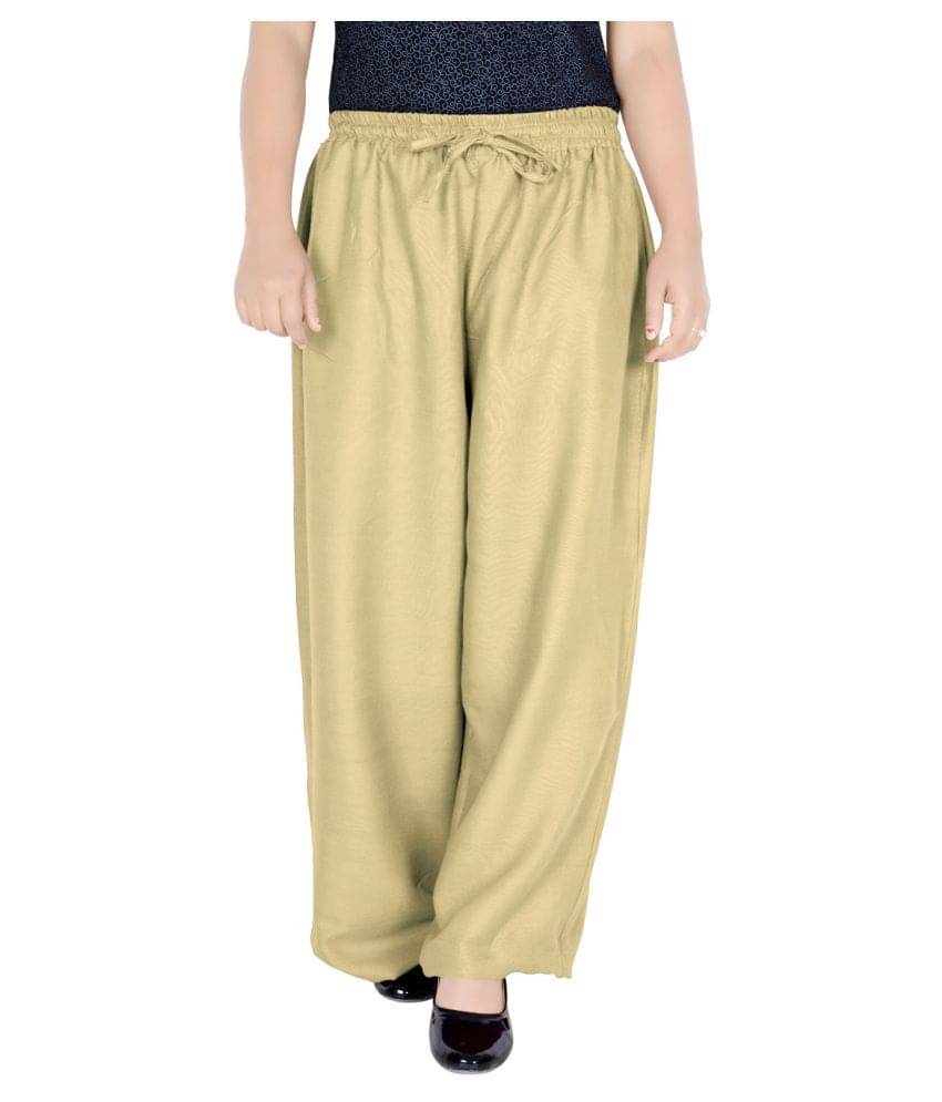     			Sttoffa - Beige Rayon Flared Fit Women's Casual Pants  ( Pack of 1 )