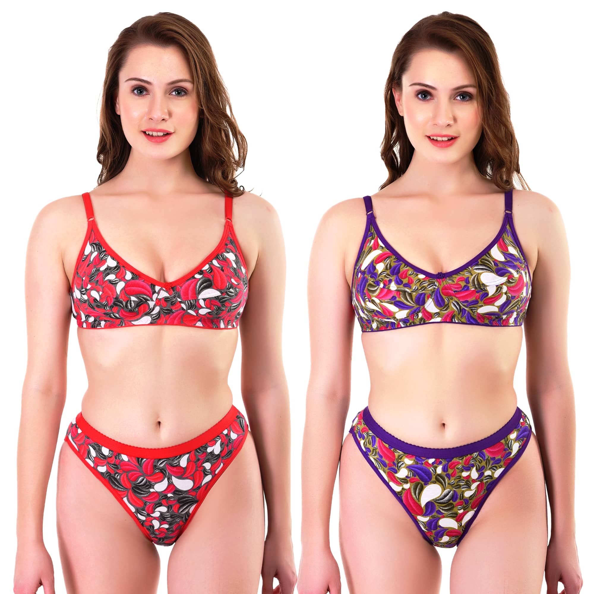 TCG Pack of 2 Cotton Women's Bra & Panty Set ( Multi Color )