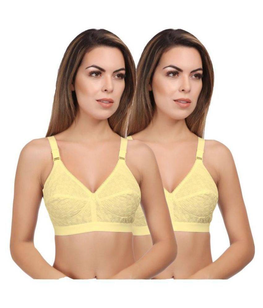 Eve's Beauty Pack of 2 Cotton Non Padded Women's Bralette Bra ( Beige ) Eve's Beauty Pack of 2 Cotton Non Padded Women's Bralette Bra ( Beige )
